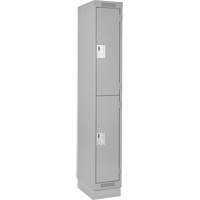 Clean Line Lockers, 2 -tier, 12" x 18" x 76", Steel, Grey, Rivet (Assembled) Stor-it Systems