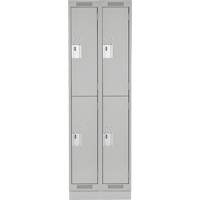 Clean Line Lockers, 2 -tier, Bank of 2, 24" x 18" x 76", Steel, Grey, Rivet (Assembled) Stor-it Systems