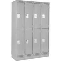 Clean Line Lockers, 2 -tier, Bank of 4, 48" x 18" x 76", Steel, Grey, Rivet (Assembled) Stor-it Systems