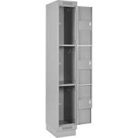 Clean Line Lockers, 3 -tier, Bank of 4, 48" x 18" x 76", Steel, Grey, Rivet (Assembled) Stor-it Systems