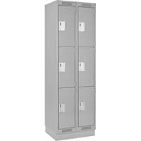 Clean Line Lockers, 3 -tier, Bank of 2, 24" x 18" x 76", Steel, Grey, Rivet (Assembled) Stor-it Systems
