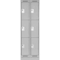 Clean Line Lockers, 3 -tier, Bank of 2, 24" x 18" x 76", Steel, Grey, Rivet (Assembled) Stor-it Systems