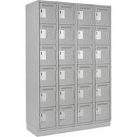 Clean Line Lockerette, 6 -tier, Bank of 4, 48" x 18" x 76", Steel, Grey, Rivet (Assembled) Stor-it Systems