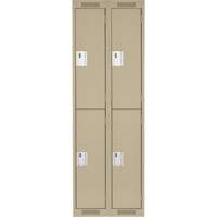 Clean Line Lockers, 2 -tier, Bank of 2, 24" x 18" x 72", Steel, Beige, Rivet (Assembled) Stor-it Systems