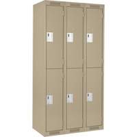 Clean Line Lockers, 2 -tier, Bank of 3, 36" x 18" x 72", Steel, Beige, Rivet (Assembled) Stor-it Systems