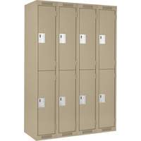 Clean Line Lockers, 2 -tier, Bank of 4, 48" x 18" x 72", Steel, Beige, Rivet (Assembled) Stor-it Systems