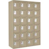 Clean Line Lockerette, 6 -tier, Bank of 4, 48" x 18" x 72", Steel, Beige, Rivet (Assembled) Stor-it Systems