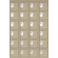 Clean Line Lockerette, 6 -tier, Bank of 4, 48" x 18" x 72", Steel, Beige, Rivet (Assembled) Stor-it Systems