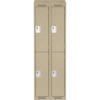 Clean Line Lockers, 2 -tier, Bank of 2, 24" x 18" x 78", Steel, Beige, Rivet (Assembled) Stor-it Systems