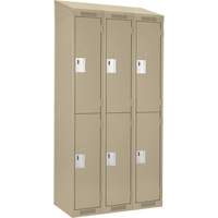 Clean Line Lockers, 2 -tier, Bank of 3, 36" x 18" x 78", Steel, Beige, Rivet (Assembled) Stor-it Systems