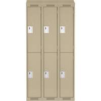Clean Line Lockers, 2 -tier, Bank of 3, 36" x 18" x 78", Steel, Beige, Rivet (Assembled) Stor-it Systems