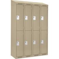 Clean Line Lockers, 2 -tier, Bank of 4, 48" x 18" x 78", Steel, Beige, Rivet (Assembled) Stor-it Systems