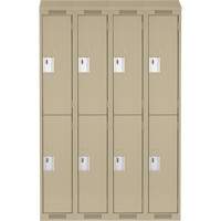 Clean Line Lockers, 2 -tier, Bank of 4, 48" x 18" x 78", Steel, Beige, Rivet (Assembled) Stor-it Systems