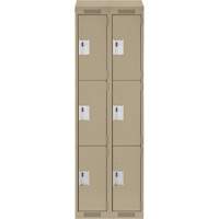 Clean Line Lockers, 3 -tier, Bank of 2, 24" x 18" x 78", Steel, Beige, Rivet (Assembled) Stor-it Systems