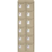 Clean Line Lockerette, 6 -tier, Bank of 2, 24" x 18" x 78", Steel, Beige, Rivet (Assembled) Stor-it Systems