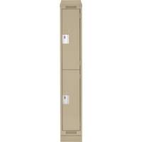 Clean Line Lockers, 2 -tier, 12" x 18" x 82", Steel, Beige, Rivet (Assembled) Stor-it Systems