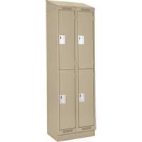 Clean Line Lockers, 2 -tier, Bank of 2, 24" x 18" x 82", Steel, Beige, Rivet (Assembled) Stor-it Systems