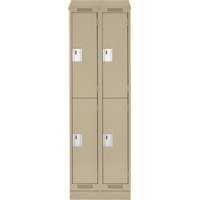 Clean Line Lockers, 2 -tier, Bank of 2, 24" x 18" x 82", Steel, Beige, Rivet (Assembled) Stor-it Systems