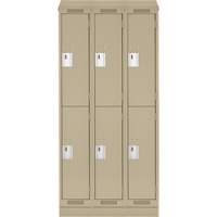 Clean Line Lockers, 2 -tier, Bank of 3, 36" x 18" x 82", Steel, Beige, Rivet (Assembled) Stor-it Systems