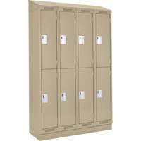 Clean Line Lockers, 2 -tier, Bank of 4, 48" x 18" x 82", Steel, Beige, Rivet (Assembled) Stor-it Systems