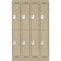 Clean Line Lockers, 2 -tier, Bank of 4, 48" x 18" x 82", Steel, Beige, Rivet (Assembled) Stor-it Systems