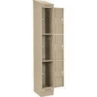 Clean Line Lockers, 3 -tier, Bank of 4, 48" x 18" x 82", Steel, Beige, Rivet (Assembled) Stor-it Systems