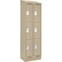 Clean Line Lockers, 3 -tier, Bank of 2, 24" x 18" x 82", Steel, Beige, Rivet (Assembled) Stor-it Systems