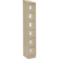 Petits casiers Clean Line, 6 niveaux, 12" x 18" x 82", Acier, Beige, Rivet (assembl&eacute;) Stor-it Systems
