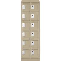 Clean Line Lockerette , 6 -tier, Bank of 2, 24" x 18" x 82", Steel, Beige, Rivet (Assembled) Stor-it Systems