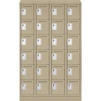 Clean Line Lockerette , 6 -tier, Bank of 4, 48" x 18" x 82", Steel, Beige, Rivet (Assembled) Stor-it Systems