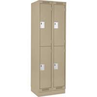 Clean Line Lockers, 2 -tier, Bank of 2, 24" x 18" x 76", Steel, Beige, Rivet (Assembled) Stor-it Systems