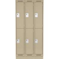 Clean Line Lockers, 2 -tier, Bank of 3, 36" x 18" x 76", Steel, Beige, Rivet (Assembled) Stor-it Systems