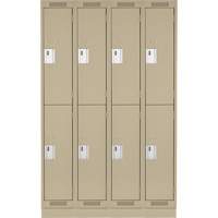 Clean Line Lockers, 2 -tier, Bank of 4, 48" x 18" x 76", Steel, Beige, Rivet (Assembled) Stor-it Systems