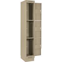 Clean Line Lockers, 3 -tier, Bank of 4, 48" x 18" x 76", Steel, Beige, Rivet (Assembled) Stor-it Systems