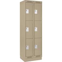 Clean Line Lockers, 3 -tier, Bank of 2, 24" x 18" x 76", Steel, Beige, Rivet (Assembled) Stor-it Systems
