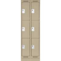 Clean Line Lockers, 3 -tier, Bank of 2, 24" x 18" x 76", Steel, Beige, Rivet (Assembled) Stor-it Systems