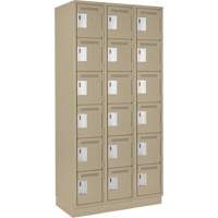 Clean Line Lockerette, 6 -tier, Bank of 3, 36" x 18" x 76", Steel, Beige, Rivet (Assembled) Stor-it Systems
