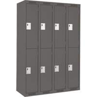 Clean Line Lockers, 2 -tier, Bank of 4, 48" x 18" x 72", Steel, Charcoal, Rivet (Assembled) Stor-it Systems