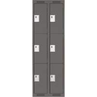 Clean Line Lockers, 3 -tier, Bank of 2, 24" x 18" x 72", Steel, Charcoal, Rivet (Assembled) Stor-it Systems