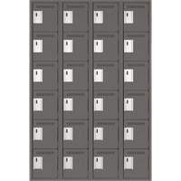 Clean Line Lockerette, 6 -tier, Bank of 4, 48" x 18" x 72", Steel, Charcoal, Rivet (Assembled) Stor-it Systems