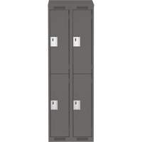 Clean Line Lockers, 2 -tier, Bank of 2, 24" x 18" x 78", Steel, Charcoal, Rivet (Assembled) Stor-it Systems