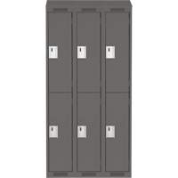 Clean Line Lockers, 2 -tier, Bank of 3, 36" x 18" x 78", Steel, Charcoal, Rivet (Assembled) Stor-it Systems