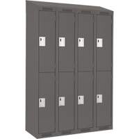 Clean Line Lockers, 2 -tier, Bank of 4, 48" x 18" x 78", Steel, Charcoal, Rivet (Assembled) Stor-it Systems