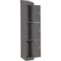 Clean Line Lockers, 3 -tier, Bank of 4, 48" x 18" x 78", Steel, Charcoal, Rivet (Assembled) Stor-it Systems