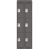 Clean Line Lockers, 3 -tier, Bank of 2, 24" x 18" x 78", Steel, Charcoal, Rivet (Assembled) Stor-it Systems