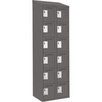 Clean Line Lockerette, 6 -tier, Bank of 2, 24" x 18" x 78", Steel, Charcoal, Rivet (Assembled) Stor-it Systems
