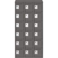 Clean Line Lockerette, 6 -tier, Bank of 3, 36" x 18" x 78", Steel, Charcoal, Rivet (Assembled) Stor-it Systems