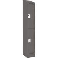 Clean Line Lockers, 2 -tier, 12" x 18" x 82", Steel, Charcoal, Rivet (Assembled) Stor-it Systems