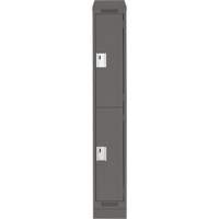 Clean Line Lockers, 2 -tier, 12" x 18" x 82", Steel, Charcoal, Rivet (Assembled) Stor-it Systems