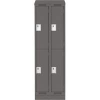 Clean Line Lockers, 2 -tier, Bank of 2, 24" x 18" x 82", Steel, Charcoal, Rivet (Assembled) Stor-it Systems